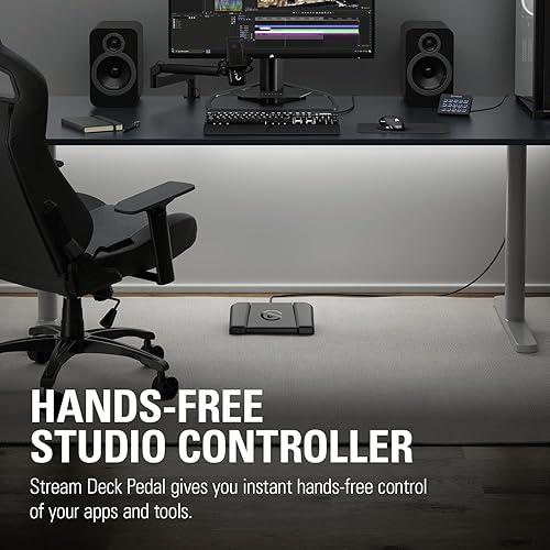 Elgato Stream Deck Pedal – Hands-Free Studio Controller, 3 Macro footswitches, Trigger Actions in apps and Software Like OBS, Twitch, YouTube and More, Works with Mac and PC, Black, 10GBF9901
