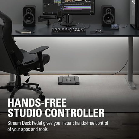 Elgato Stream Deck Pedal – Hands-Free Studio Controller, 3 Macro footswitches, Trigger Actions in apps and Software Like OBS, Twitch, YouTube and More, Works with Mac and PC, Black, 10GBF9901