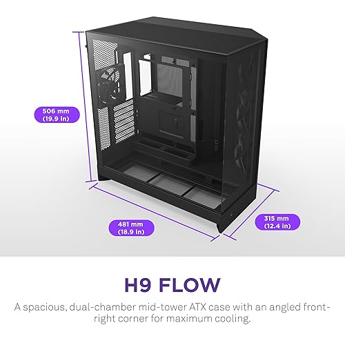 NZXT H9 Flow (2025) Dual-Chamber Mid-Tower Case - All Black