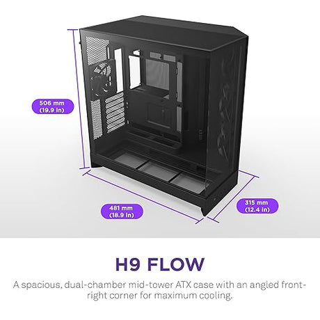 NZXT H9 Flow (2025) Dual-Chamber Mid-Tower Case - All Black