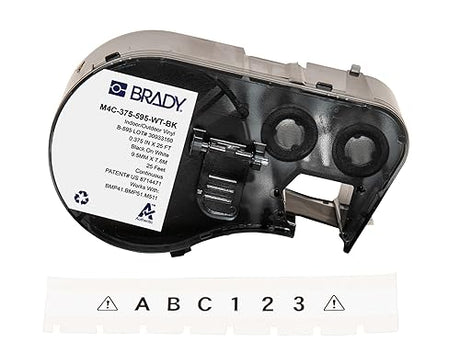 Brady Vinyl Label Tape for Label Printer BMP41/BMP51/BMP53/M511 - Self Adhesive Printer Labels - Black on White (9,53 mm (W) x 7,62 m (L)) - M4C-375-595-WT-BK
