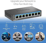 D-Link 8-Port 2.5GB Unmanaged Gaming Switch with 8 x 2.5G - Multi-Gig, Network, Fanless, Plug & Play (DMS-108) Black