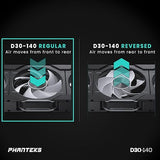 Phanteks D30-140 DRGB PWM Fan 3Pack, Premium D-RGB Performance Fans, ARGB/DRGB Lighting, Daisy-Chain Fan Linking System, 3Pack (Black)