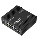 Teltonika TSW202 Managed PoE+ Switch, 8 x Gigabit Ethernet, 2 x SFP, Profinet Certified, Integrated DIN Rail Bracket, Durable Design