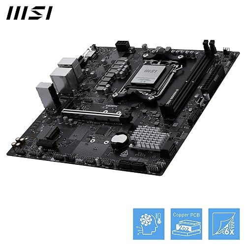 MSI PRO B840M-B Motherboard, mATX - Supports AMD Ryzen 9000/8000 / 7000 Processors, AM5 - DDR5 Memory Boost (8000+ MT/s OC), PCIe 4.0 x16, M.2 Gen4, Wi-Fi 7, 2.5G LAN