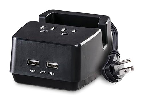 CyberPower PS205U Dual USB Power Station, 2 Outlets, 2 USB Ports, Device Cradle, 5 Foot Power Cord, Black 2 AC Outlets