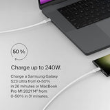 Belkin BoostCharge USB-C to USB-C Power Cable (1M, 3.3ft), Fast Charging Cable with 240W Power Delivery, USB-IF Certified, Compatible with MacBook Pro, Chromebook, Samsung Galaxy, iPad, & More - White 1M White