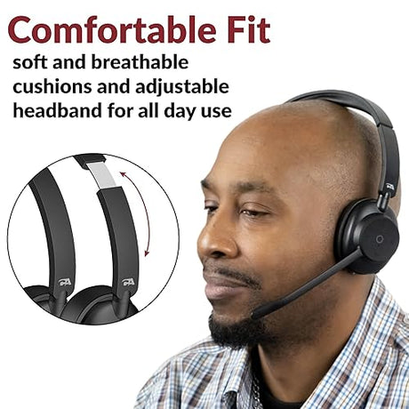 Cyber Acoustics Essential Wireless Headphones (HS-1500BT) - Professional Headset Optimized for UC Platforms, ANC and ENC Technology Provides Quality Sound for All Day Comfort Calls and Music