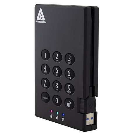 Apricorn 2TB Aegis Padlock USB 3.0 SSD 256-Bit Encrypted Portable Drive (A25-3PL256-S2000), Black