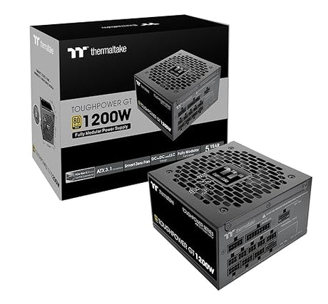 Thermaltake Toughpower GT 1200W; ATX 3.1; x2 Native PCIe 5.1 12V-2x6; Full Modular; Flat Cables; Color Matched Connectors; Japanese Main Capacitors; 80 Plus Gold; 140mm; Black; PS-TPT-1200FNFAGU-3