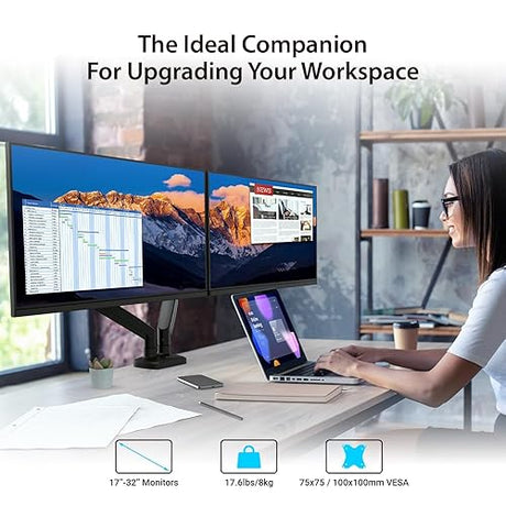 j5create Ergonomic Dual Monitor Mount, Fully Adjustable Monitor Desk Stand for 2 Screens up to 32 inch, Integrated Cable Management, Comes with Clamp and Grommet Mount Options (JTSA102)