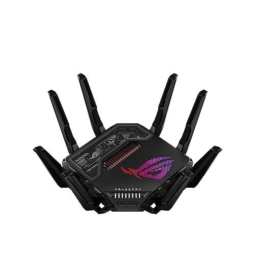 ASUS ROG Rapture GT-BE98 PRO First Quad-Band WiFi 7 Gaming Router supports 320MHz, Dual 10G Port, Triple-level Game Acceleration, Mobile Game Mode, Subscription-Free Security, AiMesh, and VPN features