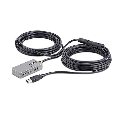 StarTech.com USB Extender Hub, 10m USB 3.0 Extension Cable w/ 4-Port USB-A Hub, Active/Bus Powered USB Repeater Cable, Optional 20W Power Supply Included, Level 2 ESD Protection (U01043-USB-EXTENDER)