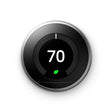 Google Nest Learning Thermostat - Programmable Smart Thermostat for Home - 3rd Generation Nest Thermostat - Compatible with Alexa - Stainless Steel Stainless Steel Stainless Steel