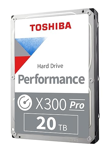 Toshiba X300 PRO 20TB High Workload Performance for Creative Professionals 3.5-Inch Internal Hard Drive – Up to 300 TB/Year Workload Rate CMR SATA 6 Gb/s 7200 RPM 512 MB Cache - HDWR62AXZSTB