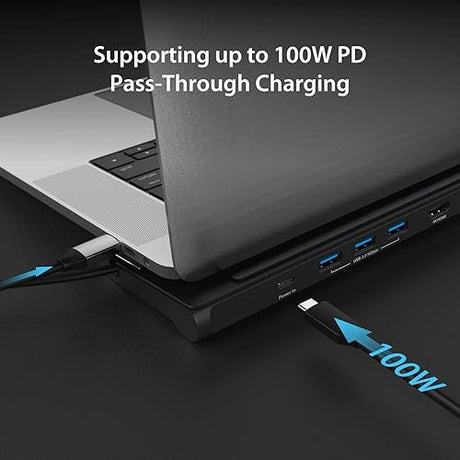 j5create USB-C Dual HDMI Docking Station (10-in-1), 4K + 1080p Dual HDMI Display, 5Gbps USB-A x3, SD Card Reader, PD 100W, RJ45 Ethernet, Combo Audio Jack, for MacBook and Windows Laptop (JCD542)