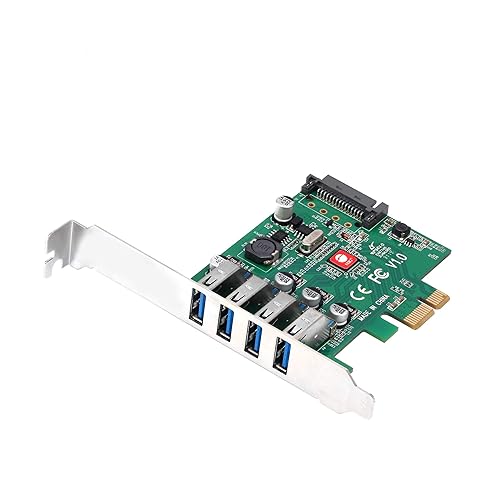 SIIG Dual Profile [DP] USB 3.0 4-Port (5Gbps) PCIe 2.0 Host Expansion Card Adapter for Windows Desktop PC with PCI Express Slot