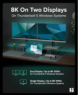 Plugable Thunderbolt 5 Dock: 140W Power Delivery, Up to Dual 6K@60Hz for Mac, Up to Dual 8K for Windows, Supports 80/120Gbps, 3X Thunderbolt 5 Ports, 2.5GbE, Driverless Connectivity (TBT-UDT3)