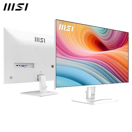 MSI PRO MP275W E2 27-inch IPS 1920 x 1080 (FHD) Gaming Office Monitor, 120Hz, Free-Sync, HDMI, DisplayPort, VGA Port, VESA Mountable, Tilt, Speaker, 4-Side Slim Bezel 1ms, White