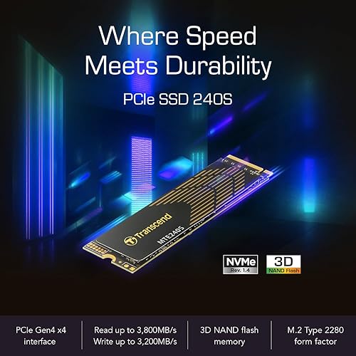 Transcend 1TB NVMe PCIe Gen4 x4 MTE240S M.2 SSD Solid State Drive TS1TMTE240S