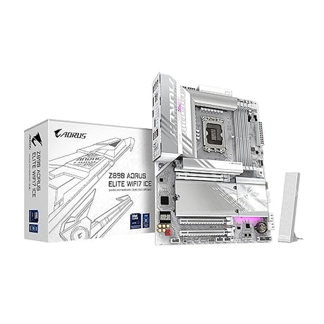 GIGABYTE Z890 AORUS Elite WIFI7 ICE Intel Core Ultra (Series 2) LGA 1851 Motherboard, ATX, DDR5, 3X M.2, PCIe 5.0, Thunderbolt 4, WIFI7, 2.5GbE LAN, EZ-Latch