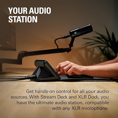 Elgato Stream Deck + XLR - Audio Mixer & Controller, Rear XLR-to-USB Mic Interface, Compatible with Any XLR Mic for Podcasting, Streaming, Content Creators, dials and LCD Keys, PC/Mac
