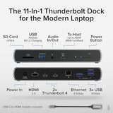 Plugable Thunderbolt 4 Dock for Dual 4K or 8K Display – 100W Charging Docking Station for MacBook Pro and Windows Laptops with 11 Ports, 3X Thunderbolt, Ethernet, USB, and SD Card (TBT4-UDX1)