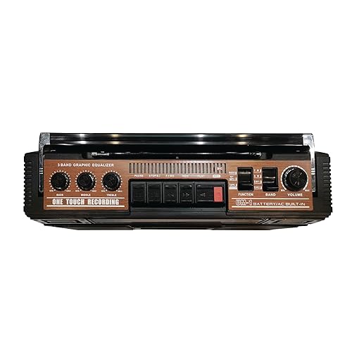 SuperSonic - Retro 4 Band Radio & Cassette Player with Bluetooth, Boomboxes - Wood Grain (SC-3201BT)