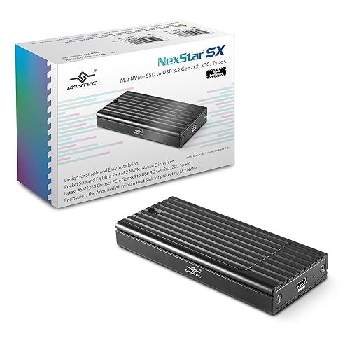 NexStar SX, M.2 NVMe SSD to USB 3.2 Gen2x2, 20G, Type C, Black Enclosure (NST-230C3-BK)