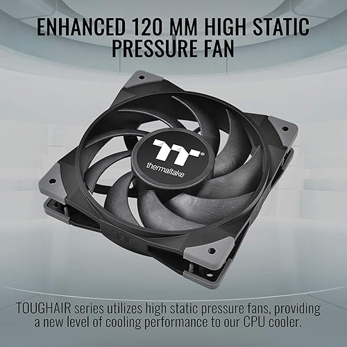 Thermaltake TOUGHAIR 110 140W TDP Top Flow CPU Cooler, Intel/AMD Universal Socket (LGA 1700/1200), 120mm 2000RPM High Static Pressure PWM Fan with High Performance Copper Heat Pipes CL-P073-AL12BL-A
