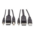 TRIPP LITE P783-006 Tripp Lite DisplayPort KVM Cable Kit, 3 in 1-4K DisplayPort, USB, 3.5 mm Audio (3xM/3xM), 4:4:4, 6 ft., Black,