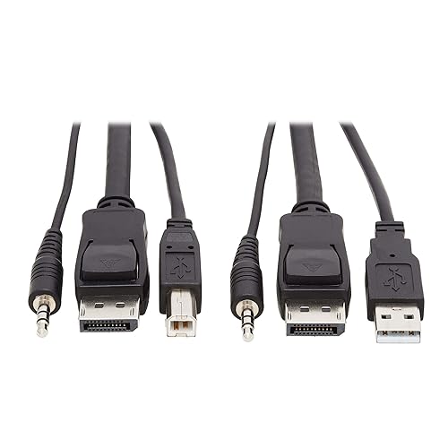 TRIPP LITE P783-006 Tripp Lite DisplayPort KVM Cable Kit, 3 in 1-4K DisplayPort, USB, 3.5 mm Audio (3xM/3xM), 4:4:4, 6 ft., Black,