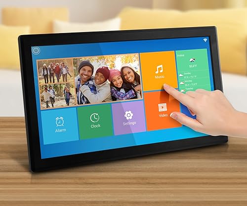 Aluratek 17.3 WiFi Digital Photo Frame with Touchscreen IPS LCD Display & 16GB Built-in Memory, Photo/Music/Video (AWS17F), Black 17