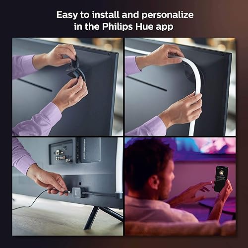 Philips Hue 65 Smart TV Light Strip - White and Colour Ambiance LED Colour-Changing TV BackLight - Sync with TV, Music, and Gaming - Requires Bridge and Sync Box - Control with App or Voice Assistant