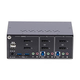 StarTech.com 2-Port Dual-Monitor DisplayPort KVM Switch, 4K 60Hz, 2X USB 5Gbps Hub Ports, 2X USB 2.0 HID Ports, Hotkey and Push-Button Switching, TAA Compliant (P2DD46A2-KVM-SWITCH)