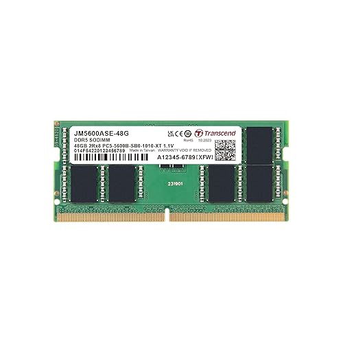 Transcend 48GB DDR5 5600 SO-DIMM 2Rx8 1.1V, RAM, Notebook/Laptop Computer Memory - JM5600ASE-48G