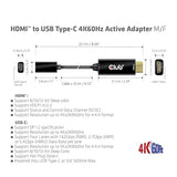 Club 3D CAC-1333 HDMI 2.0 to USB Type C 4K 60Hz M/F Active Adapter