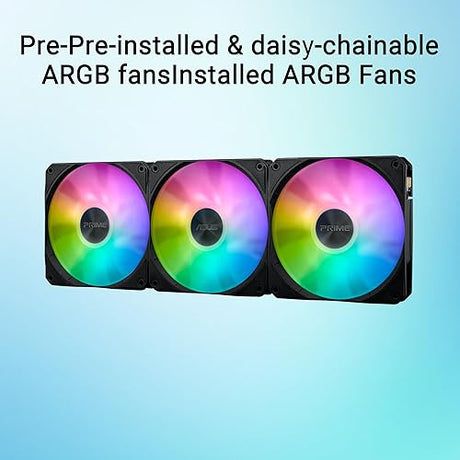 ASUS Prime LC ARGB LCD All-in-one CPU Liquid Cooler with Sharp Screen showcasing CPU & GPU Information with Different Background, high-Performance Pump Armed with Robust Motor, Daisy-chainable Fans Prime LC 360mm|2'3in LCD|ARGB