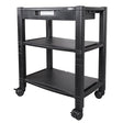 Kantek Height-Adjustable Deskside Printer Cart, Plastic, 3 Shelves, 1 Drawer, 60 lb Capacity, 20 x 13.25 x 24.5, Black Extra Wide 3-Shelf