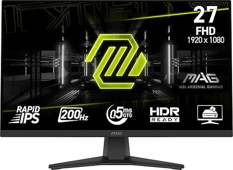 MSI MAG 272F 27-inch 1920 x 1080 (FHD) Gaming Office Monitor, 200Hz, Adaptive-Synch, HDR Ready, HDMI, VGA Port,VESA Mountable, Tilt, 4-Side Slim Bezel,0.5ms, Black