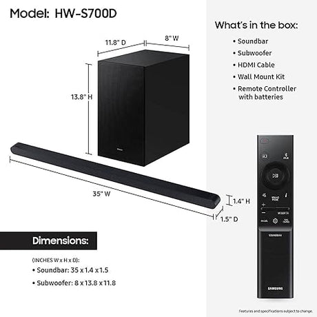 Samsung 3.1 Channel Sound Bar with Dolby Atmos Wireless Audio