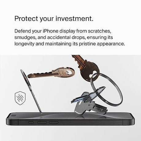 Belkin ScreenForce UltraGlass 2 Treated iPhone 15 Pro Max Screen Protector - Scratch-Resistant, 9H Hardness Tested Glass w/Slim Design - Includes Easy Align Tray for Bubble-Free Application