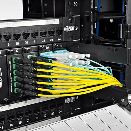 Tripp Lite N390-07M-12-AP MTP/MPO (APC) Singlemode SMF Fiber Patch Cable 12 Fiber QSFP Plus 40/100Gbe, QSFP Plus 40GBASE-PLR4, Plenum, Push/Pull Tab 7M 23', Yellow