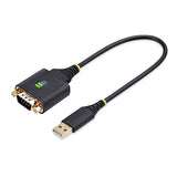 StarTech.com 1ft/30cm USB to Serial Adapter Cable, COM Retention, FTDI, USB-A to DB9 RS232, Interchangeable DB9 Nuts/Screws