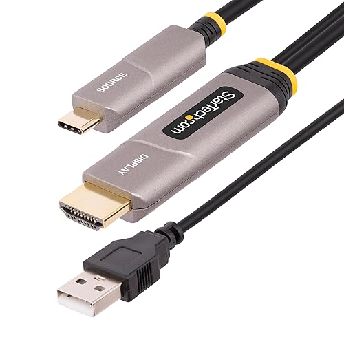 StarTech.com 30ft (9.15m) USB-C to HDMI 2.0 Active Optical Cable (AOC), 4K 60Hz, USB Type-C to HDMI Adapter Cable, CL3 Rated