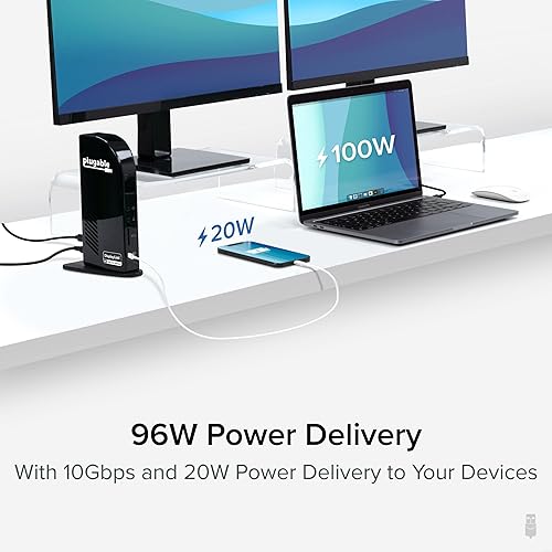 Plugable 13-in-1 USB C Docking Station 4K Triple Monitor with 100W Power Delivery | USB C Dock for Windows, Mac, ChromeOS, Thunderbolt | Driver Required | 3X HDMI and 3X DisplayPort (UD-ULTC4K)