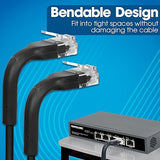 Intellinet FlexiBoot Slim Cat6 Ethernet Network Patch Cable – 10-Pack - 10Gbps & 250MHz, Flexible Bendable Boot, 32AWG Pure Bare Copper Wire, Gold-Plated Contacts - 14ft, Black 14 ft Flexible Boot 10 Pack Black