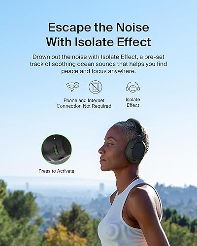 Belkin SoundForm Isolate Noise-Cancelling Over-Ear Headphones, Hybrid Active Noise-Cancelling, Wireless, Bluetooth w/ 60H Playtime, Deep Bass, CloudCushion Ear Cups for Travel, Home, or Office - Black