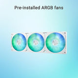 ASUS Prime LC 360 ARGB White Edition all-in-one CPU liquid cooler with special CPU contact area & finned channel, water block with infinity mirror lens options, pre-installed ARGB fans & Aura lighting Prime LC 360mm|Infinity Mirror|White|ARGB