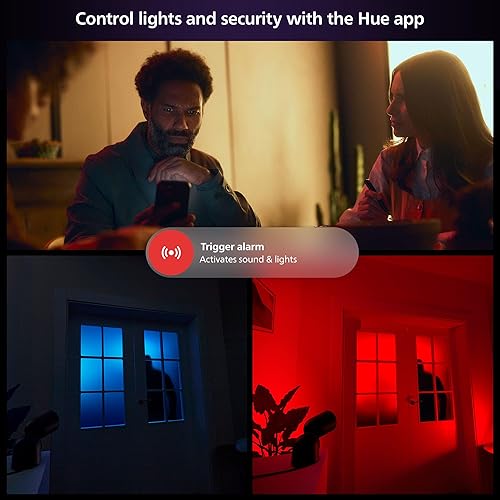 Philips Hue Secure Starter Kit With (1) Bridge, (1) Secure Wired Camera (White), (2) Secure Contact Sensor (White), (2) 75W A19 Bulb, White & Color Ambiance - Works With Security Center in the Hue App